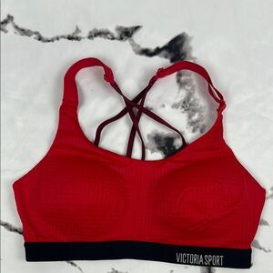Victoria's Secret Lightweight Sports Bra Bright Red Mesh Strappy Adjustable